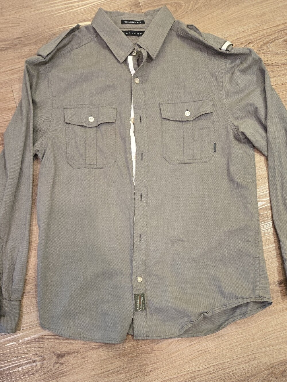 Sean John Olive Green Tailored Fit Button-Up Shirt